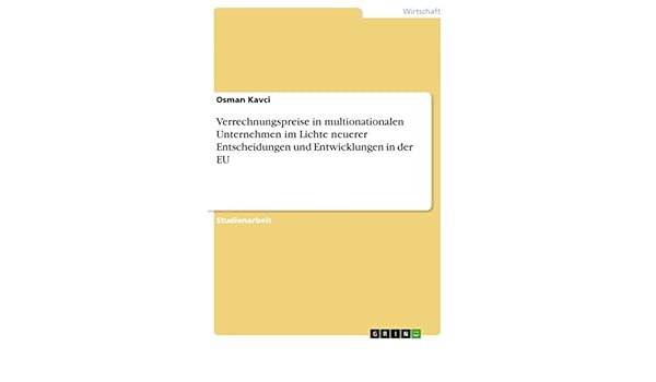 Amazoncom Verrechnungspreise In Multionationalen - 