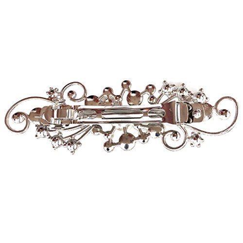 AwEx Luxe Prom Hair Clips with Rhinestones and Pearls,Metal Auto Clasp, Evening Hair Barrettes, 3.75 inches. Black & White,Pack of 2