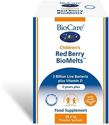 BioCare Children's Red Berry BioMelts - Live Bacteria & Vitamin D3 for Immune Support - 28 Sachets, 28 Count (Pack of 1)