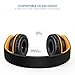 Headphones, Sound Intone Headphones with Microphone, Foldable Headset with Inline Volume Control Strong Low Bass for iPhone iPad Smartphones Laptop Mp3/4 (Black Orange)