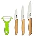 HULLR Ceramic Blade Bamboo Handle 5 Piece Kitchen Knife Set