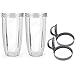 Blendin 2 Pack 32 Ounce Huge Cup Jar with Handled Lip Ring,Fits Nutribullet 600W 900W Blender Juicer