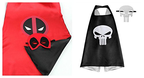 Athena Dress Up Deadpool & Punisher 2 Capes, and 2 Masks Gift Box Included