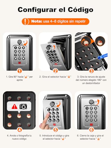 ISEYOU Caja Fuerte para Llaves con Código, 12 Teclas, Caja de Seguridad para Llaves Exterior de Pared, Caja Metálica Resistente a la Intemperie, Negra
