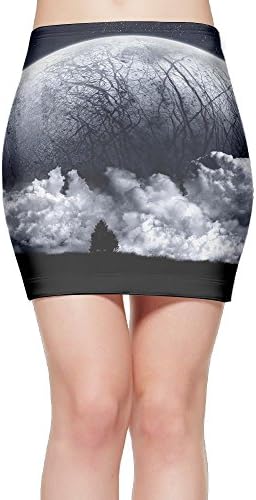 Hj21GFHJ Clouds Moon Slim Tight Mini Skirt Ease To Comfort Stretchable Above Knee Pencil Skirt M