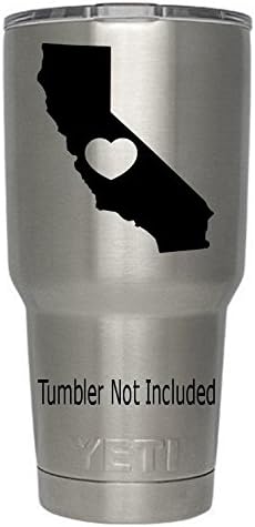 California Love Heart (Black) State Golden Decals (Tumbler not included) created by Classy Vinyl Creations for all brands of tumblers cups mugs 3.5" x 3" (Black)