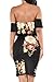 Pretid Sexy Women Floral Off Shoulder Ruffle Plain Stretch Bodycon Midi Dress