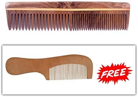 Verbier Neem Wood Hair Comb Anti Dandruff Comb For Women And Girls Natural Brown 10 Grams Pack Of 1