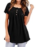 Neitade Womens Tops and Blouses Short Sleeve T Shirts Solid Tunics Plus Size 2XL