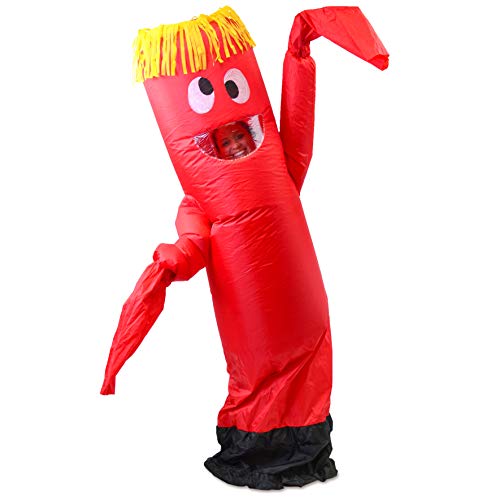 Spooktacular Creations Inflatable Costume Tube Dancer Wacky Waiving Arm Flailing Halloween Costume Adult Size (Red)