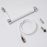 GravaStar Coiled Aviator USB Cable, Suitable Mechanical Keyboard - White