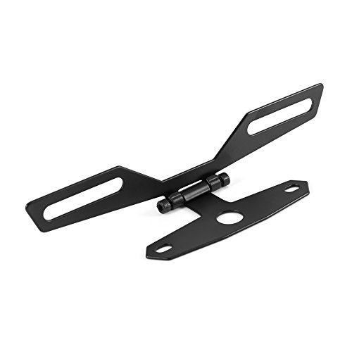 Cuque Folding License Plate Tail Light Holder Rear Bracket Mount Black Aluminum Alloy for Motorcycle ATV with Conventional Rear Fender