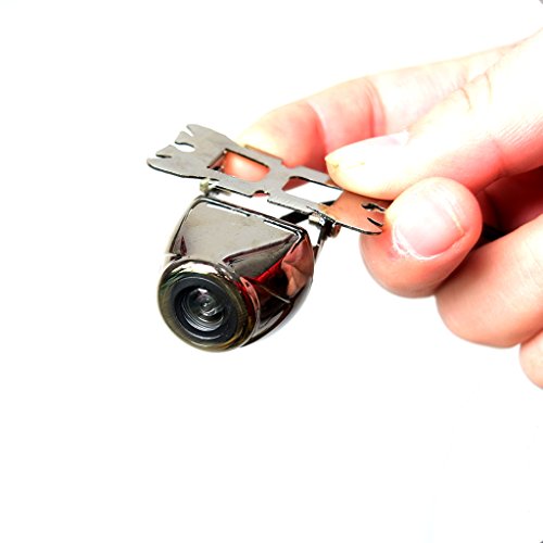 Auto Backup Camera, Car Rear View Blind Spot Cam Stainless Chrome Silver Metal Surface, High Definition with Parking Guide Lines, Wide Viewing Angle Mirrored Image - Free 6M 20FT Wiring Cables