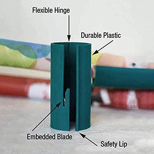 Kanggest Christmas Wrapping Paper Cutter Tool, Safer Easier Cuts Paper Roll for Birthdays and Holiday Present Stickers Any Size Wall Sticker Decorations Kraft Slitter Trimmer Blades (Blue)