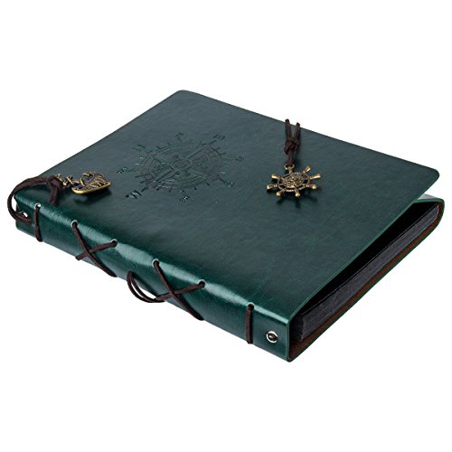 image for Woodmin Leather Cover Navigation Theme 3-Ring Black Paper DIY Scrapboo