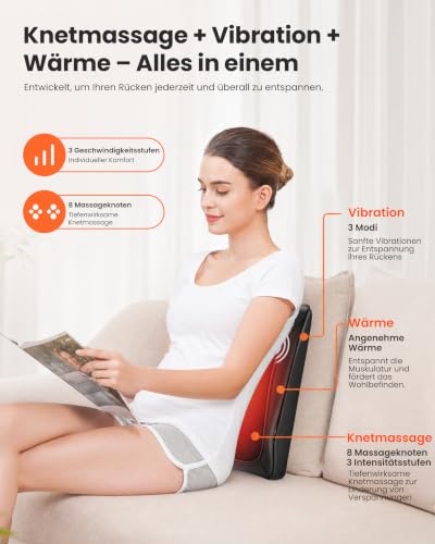 COMFIER Massager, Neck Massager with Heat | Shiatsu Back Massager with 4D Kneading Heads, Massage Cushion for Shoulder, Back, Legs, Gifts for Men Women