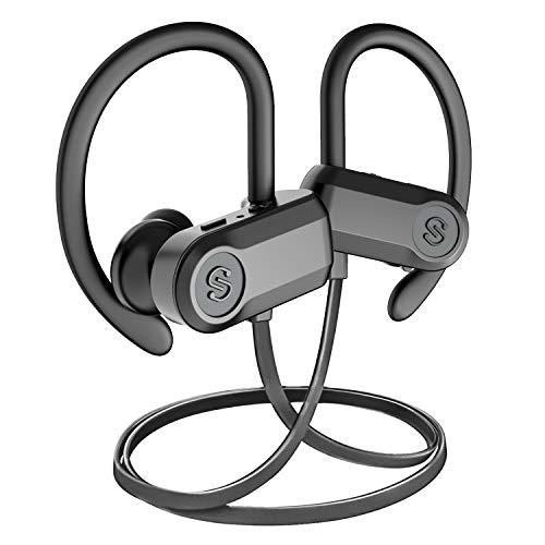 [Upgraded] Bluetooth Headphones, SoundPEATS Sports Wireless Earbuds, IPX6 Waterproof Headphones with Mic, Richer Bass HiFi Stereo in-Ear Earphones, 10 Hours Playtime Noise Cancelling Headsets