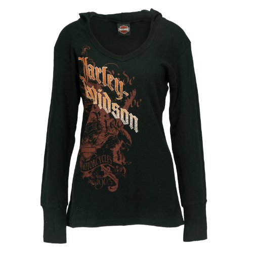 H-D Overseas Tour Fiery Hooded Thermal Long Sleeve T-Shirt Women's