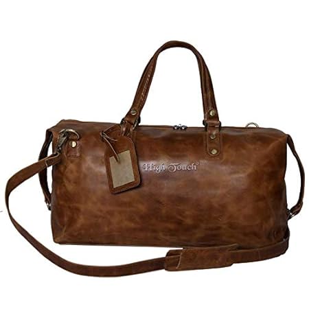 High Touch Chestnut Brown- Genuine Leather Duffel Travel Bag