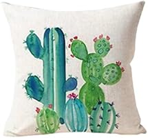 Polytree Linen Succulent Cactus Pattern Pillowcase Cushion Cover Home Sofa Decor,45cm x 45cm