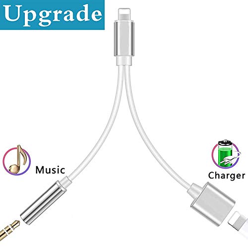 Headphone Jack Adapter 2 in 1 Splitter 3.5mm Cables Adapter for iPhone 7/7 Plus/8/8 Plus/X (10) / Xs/Xs Max/XR Earphone Audio Cables Call Charge Audio Wire Control Car Chargers Accessories-White