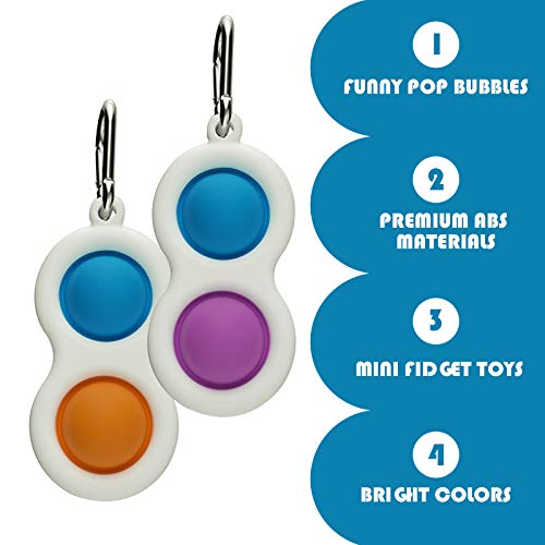 hirsrian Simple Dimple Fidget Toys, Silicone Flipping Board, Stress Relief Sensory Hand Toy 2 Pack Decompression bubble Keychain Brain Development Color Concentration for Kids Adults