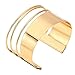 MXYZB Stainless Steel Smooth Hollow Hoop Open Ended Wide Cuff Bangle Bracelet (Gold)