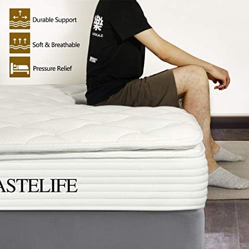 TASTELIFE Queen Bamboo Pillow Top Mattress, 12 inch Innerspring