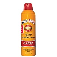 Gold Bond No Mess Spray Powder, Classic Scent with Menthol, 7 Ounce, Moisture Absorbing, Itch Relieving, and Cooling Action of Gold Bond Powder in a Mess-Free Spray