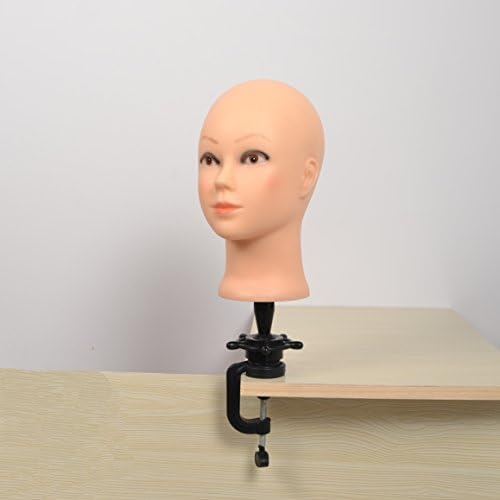(rj06)Bald Female Mannequin Head Scarf Hat Cap Wigs Glasses Display Model (1pc Mannequin Head+1pc C Table Clamp)
