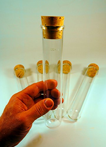 Glass Test TubesJumbo 41 X 225mm with Cork Stoppers, Pack of 5