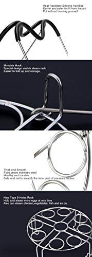 image for Maxracy Egg Steamer Rack Trivet 9 Holes with Heat Resistant Handles fo