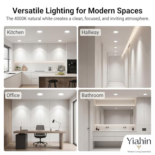 20 Pieces LED Recessed Spotlight Kit Ultra Slim 4W 339LM Natural White Light 4000K Plastic Ceiling Panel for Plasterboard, Anti-Corrosion and Safe Insulation, for Kitchen, Bathroom, Living Room