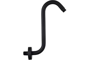 ENOUGHMEN Shower Head Extension Arm,10 Inch High Rise Shower Arm with Flange,S" Shaped Shower Head Extension, Standard 1/2" Connection Matte Black Finish