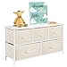 mDesign Extra Wide Dresser Storage Tower - Sturdy Steel Frame, Wood Top, Easy Pull Fabric Bins - Organizer Unit for Bedroom, Hallway, Entryway, Closets - Textured Print - 5 Drawers - Cream/White