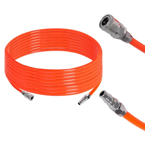 Ligefoy エアホース 10m 空気圧ホース エアコンプレッサーホース 内径7.0mm×外径10.0mm エアーホース 常圧用 ソケット カプラー 付き オレンジ…