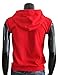 BCPOLO Men's Casual Zip-Hoodie Vest Cotton Sleeveless Zip up Hoodie Vest-red XS