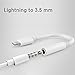 (2 Pack) Lampari Lighting to 3.5mm Headphone Jack aux Cable Adapter Compatible with iPhone 7/7 Plus (iOS 10.2,10.3)-White