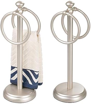 Mdesign Decorative Metal Fingertip Towel Holder Stand For Bathroom
