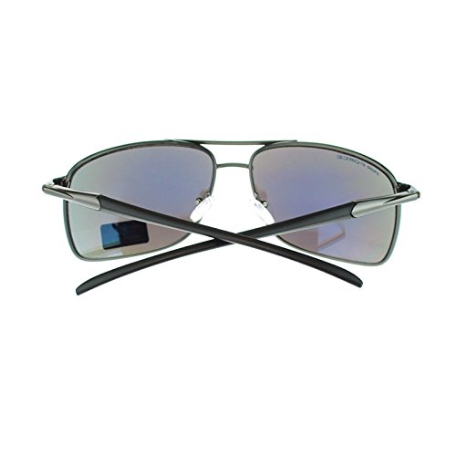 Air Force Mens Sunglasses Rectangular Metal Frame Spring Hinge Gun Metal Blue