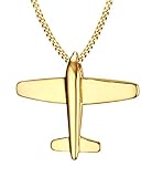 Vnox Stainless Steel Paper Airplane Plane Pendant Necklace,Gold Plated,Free Chain 24