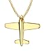 Vnox Stainless Steel Paper Airplane Plane Pendant Necklace,Gold Plated,Free Chain 24