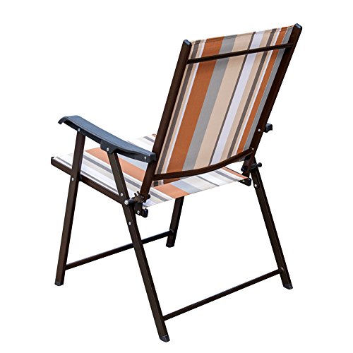 Sundale Outdoor Beach Yard Pool Sling Back Chairs Patio Recliner Garden Folding Chairs Space Saving Chairs, Set of 2, Coffee