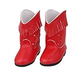 MagiDeal Handmade Red PU Leather Tassel Boots Shoes Fits 18inch American Girl Dolls Gifts