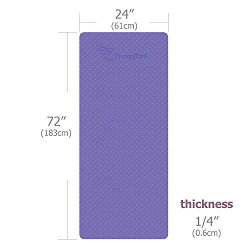 FrenzyBird Eco-Friendly,Reversible,Non-Slip,Double-Sided TPE Yoga Mat with Stretch Strap,Carry Strap and Mat Bag, Free of PVC and Other Harmful Chemicals, Extra-Thick,Ideal for Yogis - Thumbnail 3