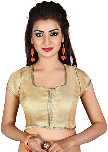 HF Holyday Fashion Women's Brocade and Georgette Round Neck Blouse
