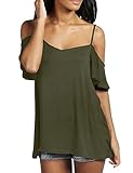 YesFashion Women Solid Flounce Short Sleeve Off-The-Shoulder Tops T-shirt