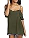 YesFashion Women Solid Flounce Short Sleeve Off-The-Shoulder Tops T-shirt