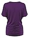 Made By Johnny MBJ WT1037 V Neck Short Sleeve Dolman Top with Side Shirring XXL Dark_Purple