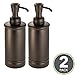 mDesign Steel Refillable Liquid Soap Dispenser Pump Bottle - for Bathroom Vanity Countertop - Holds Hand Soap, Dish Soap, Essential Oils - Hyde Collection - 2 Pack - 2 Pack - Bronze